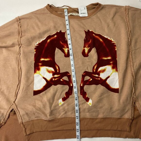 FREE PEOPLE Graphic Camden Mirrored Horses Sweater Size S NWT - Picture 6 of 7
